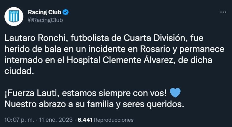 Rosario Un Juvenil De Racing Est En Estado Cr Tico Tras Recibir Un