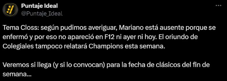 Mariano Closs No Relatar La Uefa Champions League En Febrero Qu Pas