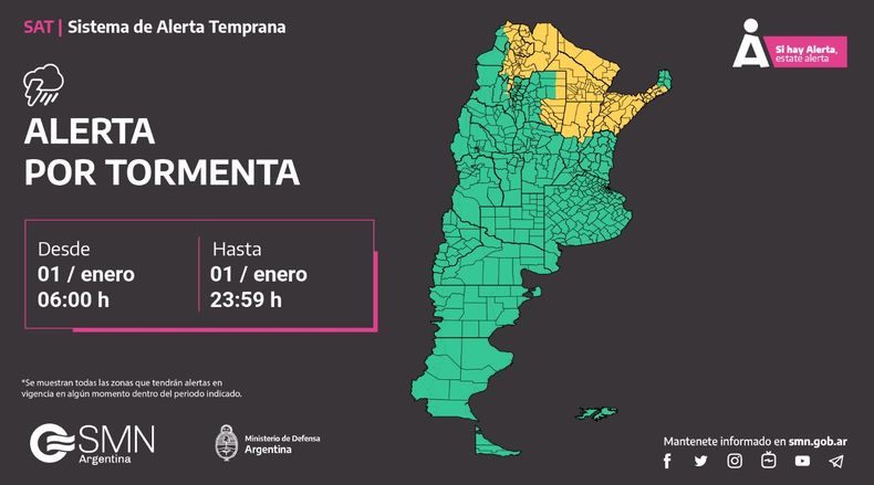 Cuáles son las provincias bajo alerta meteorológica por tormentas