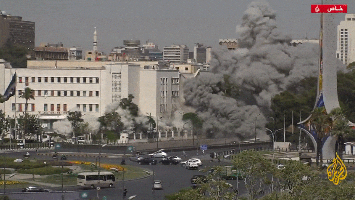 Así fue el momento exacto en que Israel bombardeó el cuartel general del Ejército sirio en Damasco