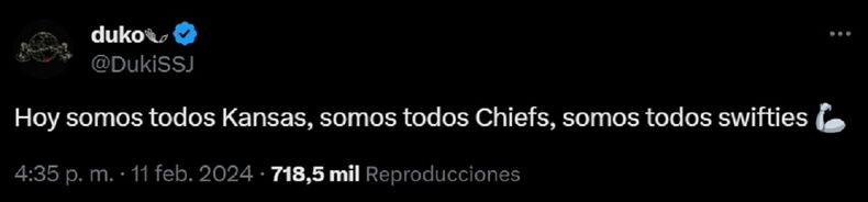 La sorpresiva publicación de Duki apoyando a Kansas City Chiefs.