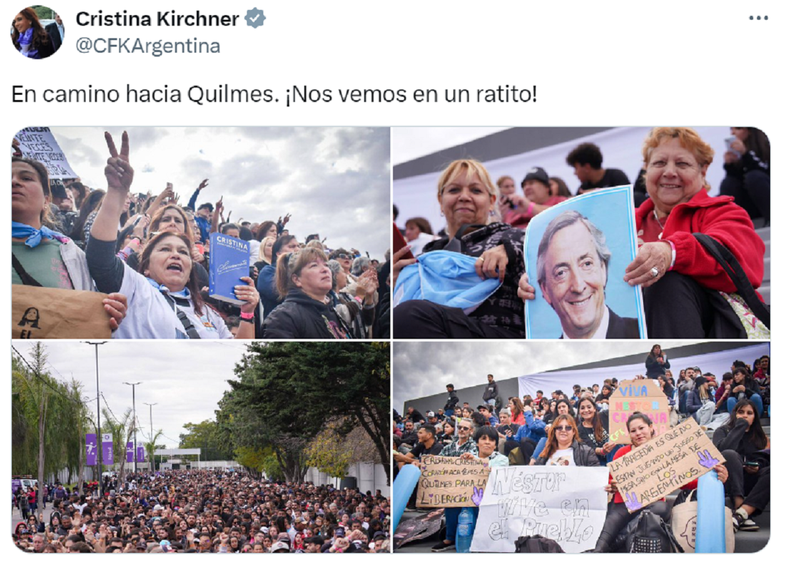 La publicación de Cristina Kirchner. La publicación de Cristina Kirchner.