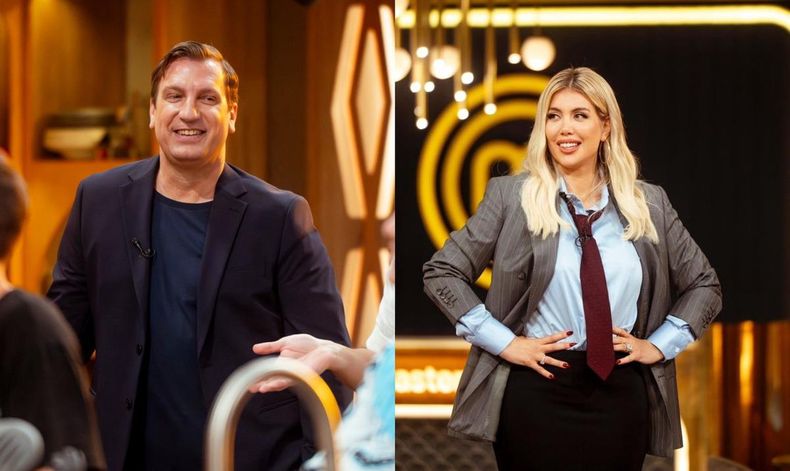 Maxi López y Wanda Nara en MasterChef Celebrity.