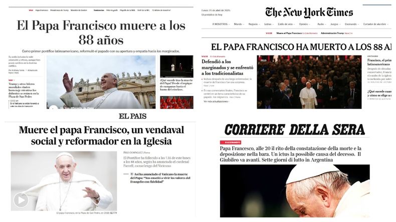 Los medios del mundo reflejaron la muerte del papa Francisco.&nbsp;