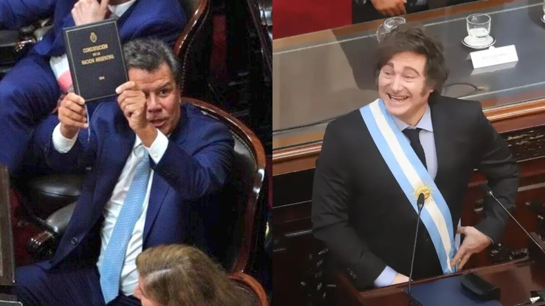 Manes y Milei protagonizaron un cruce durante el discurso del mandatario.