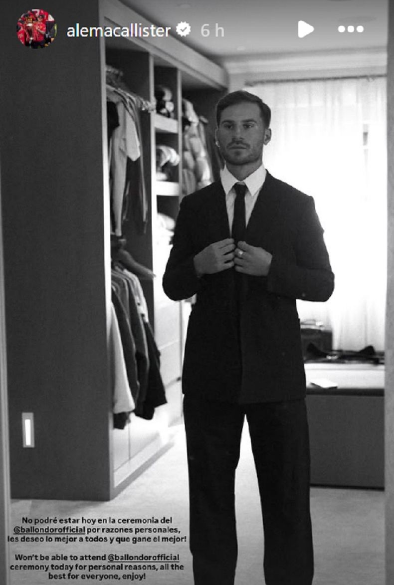 Alexis Mac Allister sorprendió al ausentarse de la gala del Balón de Oro.