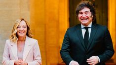Javier Milei junto a Giorgia Meloni.