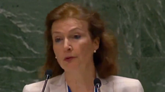 La canciller Diana Mondino en la ONU.