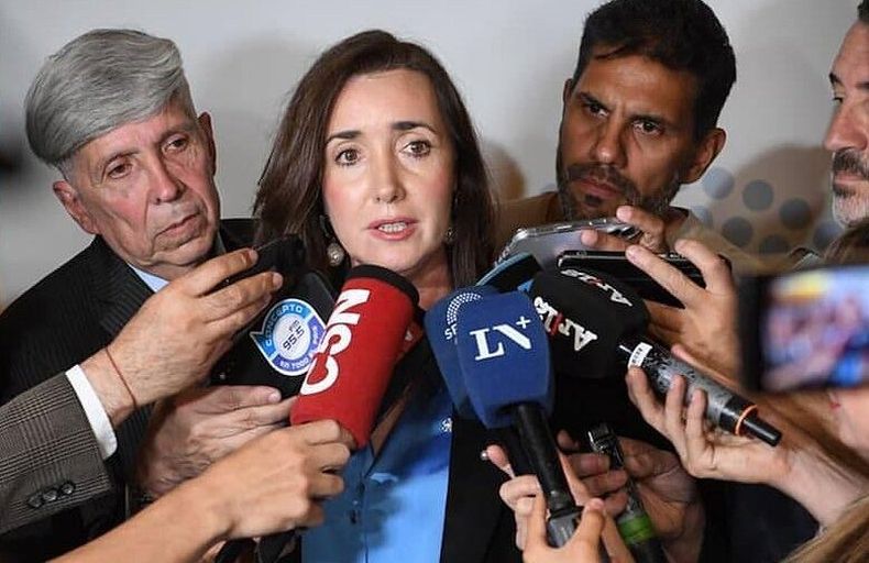 Victoria Villarruel habló con la prensa luego de inaugurar un oratorio.