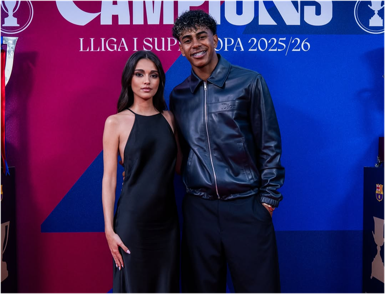 La influencer junto a Lamine Yamal en la cena del FC Barcelona