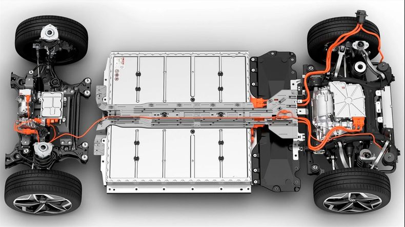 Pack de baterías de un auto eléctrico.