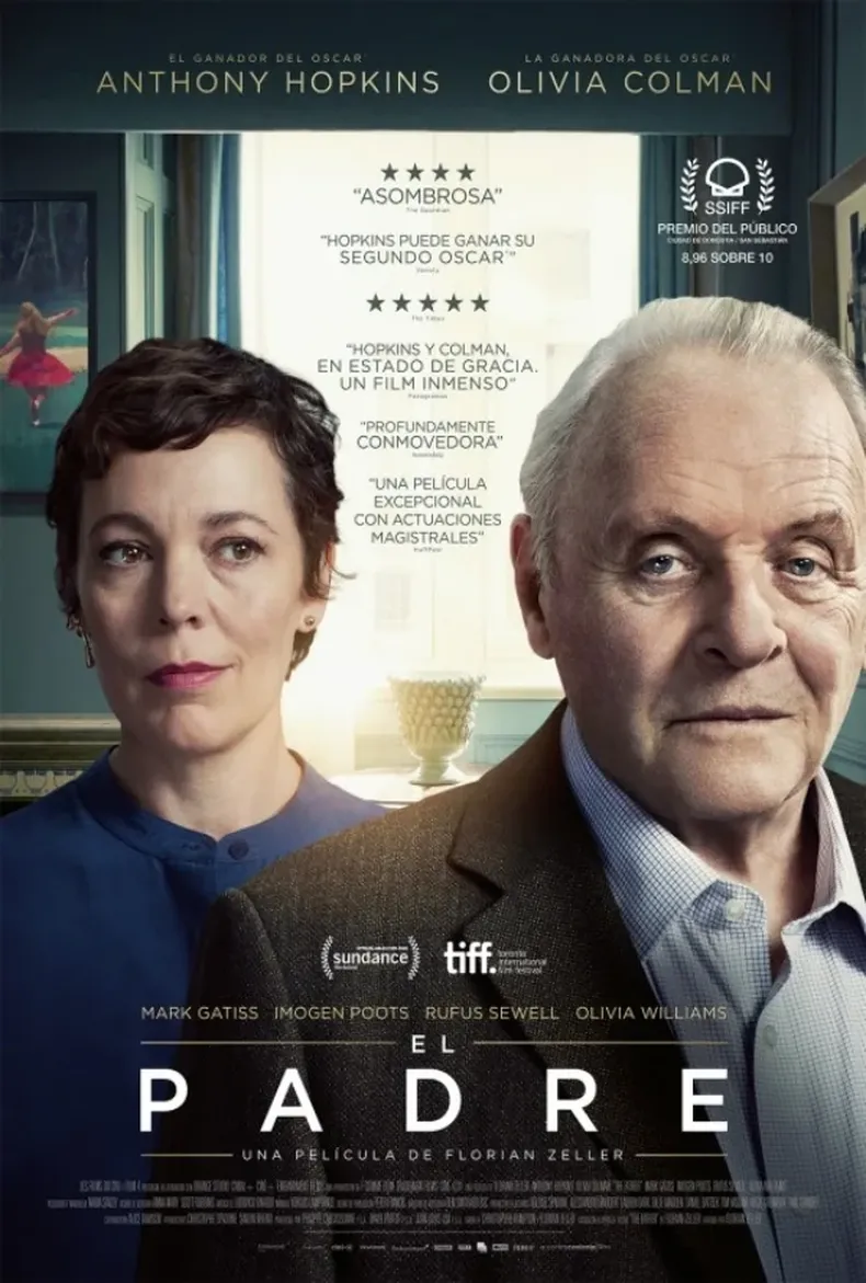 Anthony Hopkins y Olivia Colman protagonizan este profundo drama sobre la enfermedad de un padre, su hija, pero todo visto desde la perspectiva de él. Nominada a 6 Oscar