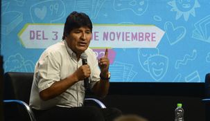 Evo Morales en la Feria del Libro Nacional y Popular de Santa Fe.