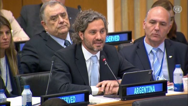 El canciller Santiago Cafiero en la sede de la ONU en Nueva York.