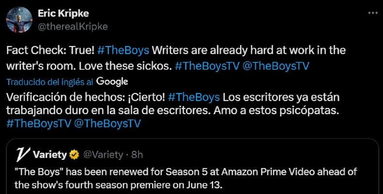 El creador de The Boys confirmó la renovación de la serie.