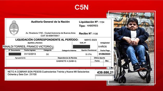 Con un sueldo que supera los $400 mil, Franco Rinaldi no cumple con el trabajo presencial.