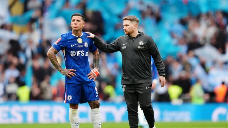 El lamento de Enzo Fernández tras la final perdida con Chelsea.&nbsp;