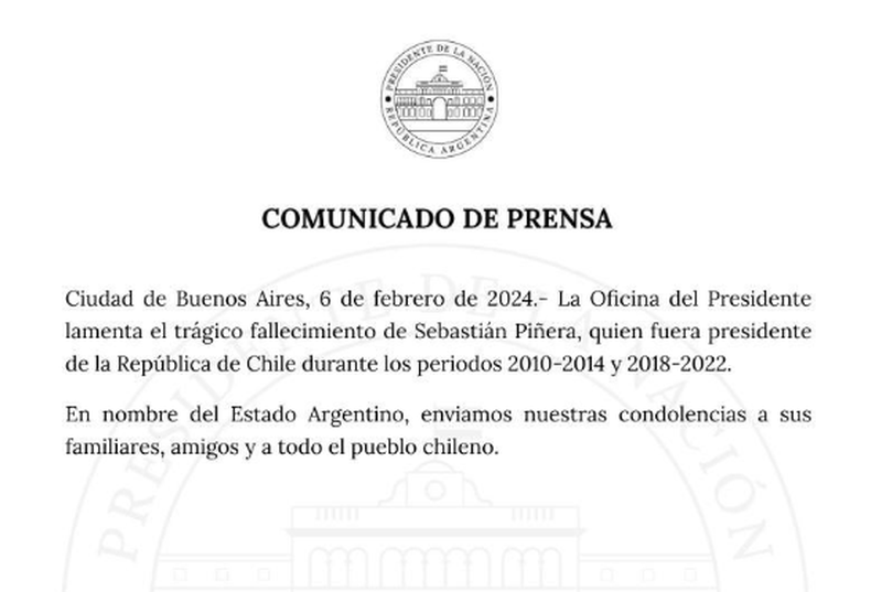 Murió el expresidente de Chile Sebastián Piñera en un accidente en helicóptero