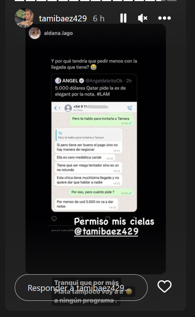 Báez apuntó a las críticas por pedir dinero para una nota.