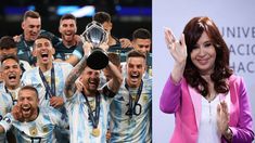 Selección Argentina campeón de la Finalissima y Cristina Kirchner. Foto Twitter Wembley Stadium y Télam. Selección Argentina campeón de la Finalissima y Cristina Kirchner. Foto Twitter Wembley Stadium y Télam.