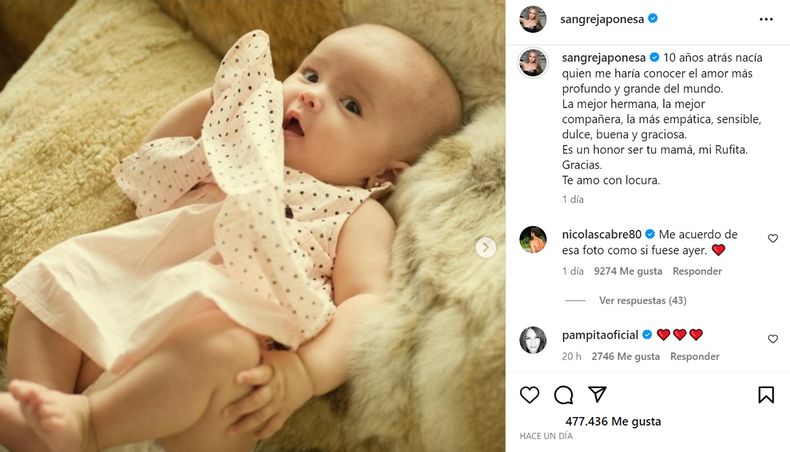 Así fue la publicación de la China Suárez, con los comentarios de Cabré y Pampita.