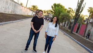 Noe Correa y Leo Nardini inauguran un nuevo acceso.&nbsp;