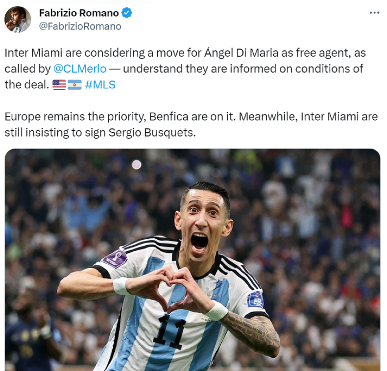 El tuit de Fabrizio Romano.