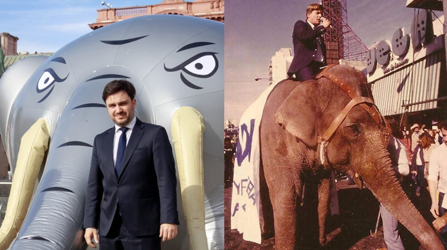 Ramiro Marra plantó un elefante en Plaza de Mayo y reeditó un reclamo liberal de los 80.