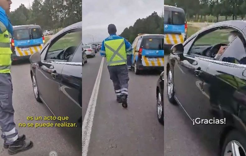 El automovilista fue multado por la maniobra peligrosa según la Ley Nacional de Tránsito.