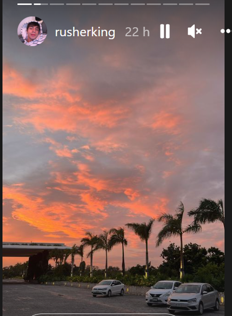 La postal de las palmeras del hotel que subió el cantante a Instagram.