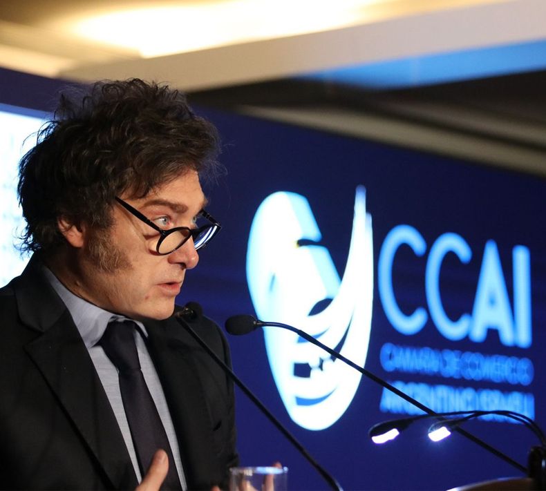 Javier Milei en la Embajada de Israel.