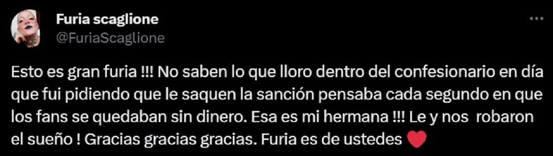 La sanción de Gran Hermano a Furia, el motivo detrás de su eliminación.