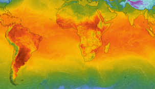 Así estaría la temperatura del mundo el martes 11 de enero a las 15 de Argentina.