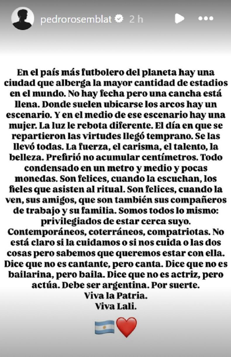 El cariñoso post de Rosemblat para Lali.