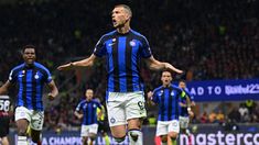 Dzeko festeja su gol, el primero de Inter.