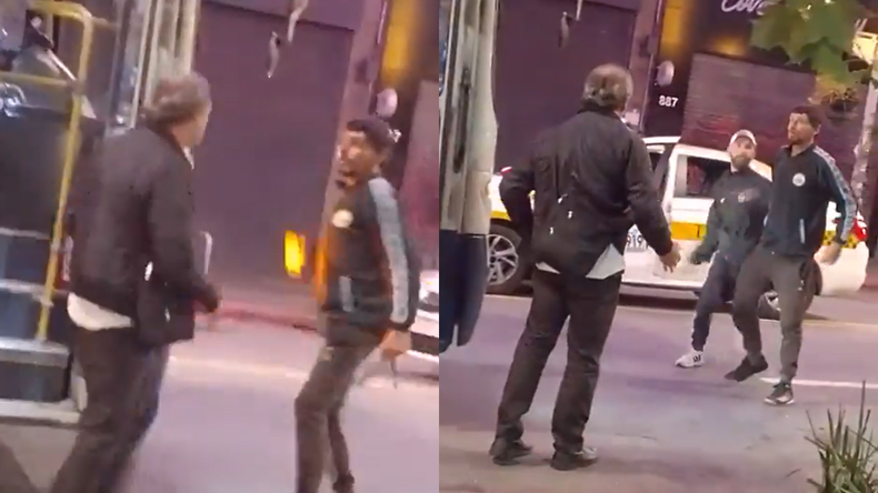Video: un taxista noqueó a un hombre para socorrer a un colectivero y se volvió viral.