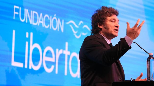 El Presidente dio un discurso en el evento de la Fundación Libertad en 2024 en Rosario.