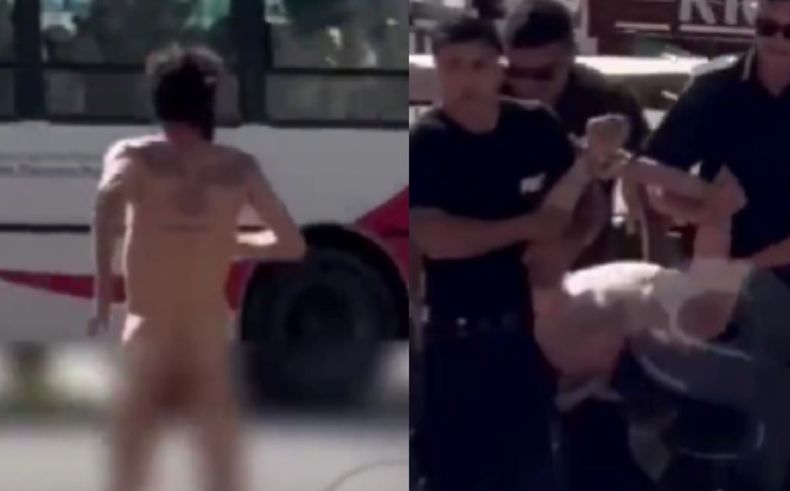 El hombre quedó detenido tras la maratón sin ropa por la ciudad turística.