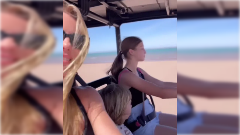 Nicole Neumann filmó a su hija Allegra manejando