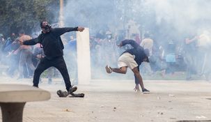 Se registró tensión en las afueras del Congreso.
