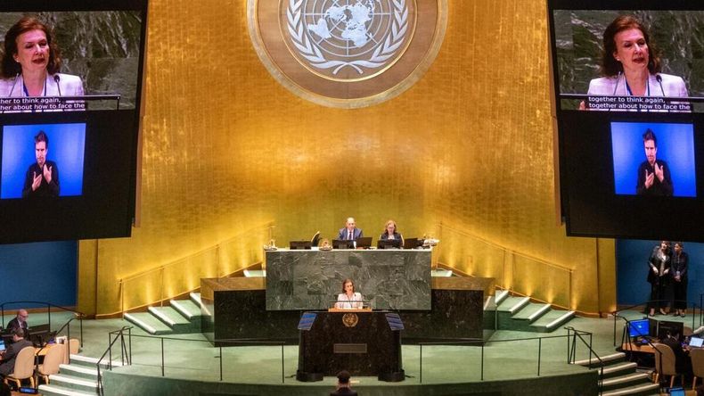 Mondino expuso ante la Asamblea General de la ONU.