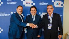 Los gobernadores Quintela y Jalil junto a su colega de la región chilena de Atacama. Los gobernadores Quintela y Jalil junto a su colega de la región chilena de Atacama.