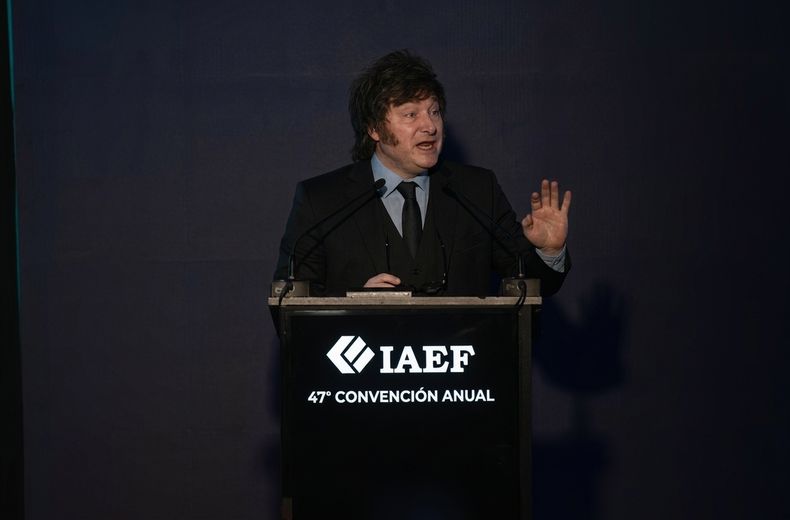 Milei en la 47ª Convención Anual del Instituto Argentino de Ejecutivos de Finanzas (IAEF).
