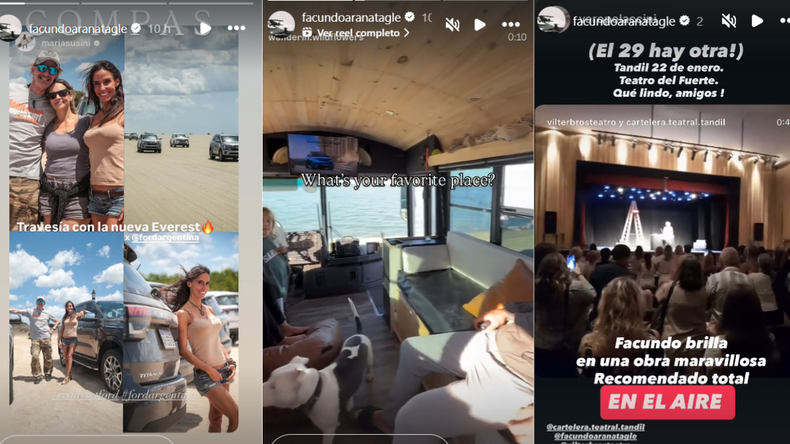 Historias de Instagram de Facundo Arana. 