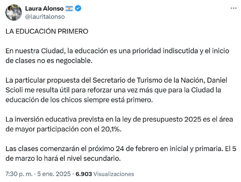 La publicación de Laura Alonso.