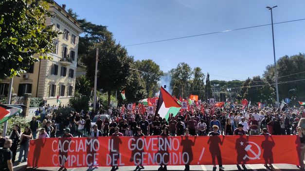 Masiva protesta en las calles de Roma.&nbsp;