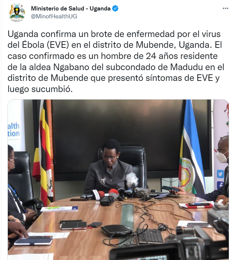 Twitter del ministerio de Sanidad de Uganda