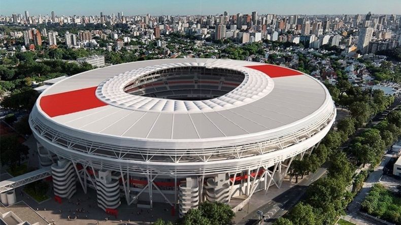 Así es el render que muestra la próxima remodelación para techar el Monumental y ampliar su capacidad a más de 100.000 personas. 