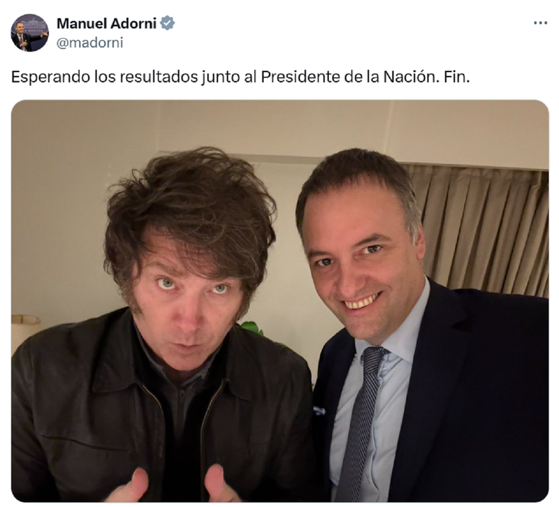 La publicación de Manuel Adorni.