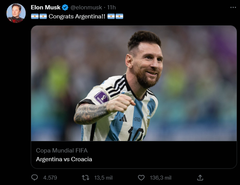 El inesperado saludo de Elon Musk a la Selección argentina por la clasificación a la final